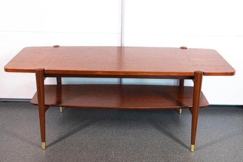 Vintage salontafel met lectuurplank, Huis en Inrichting, Tafels | Salontafels, Gebruikt, Minder dan 50 cm, 50 tot 100 cm, 100 tot 150 cm