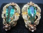 Toermalijn excellent design 14 krt gouden oorbellen ZELDZAAM, Ophalen, Goud, Oorbellen, Met edelsteen