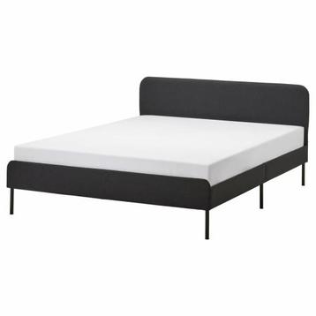 Te koop: Slattum (Ikea) gestoffeerd lichtgrijs bed 160x200cm beschikbaar voor biedingen