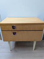 VINTAGE 50s Mid Century nachtkastje / nightstand klep & lade, Ophalen, Zo goed als nieuw, 45 tot 65 cm, Minder dan 55 cm
