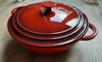 Rode gietijzeren braadpan met deksel, nieuw, Huis en Inrichting, Keuken | Potten en Pannen, Ophalen, Gietijzer, Zo goed als nieuw