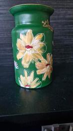 Vaas handbeschilderd, Ophalen of Verzenden, Minder dan 50 cm, Groen, Glas