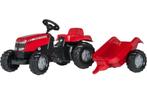 Rolly Toys Massey Ferguson TrapTractor met aanhanger €89,95, Verzenden, Nieuw, Trapvoertuig