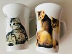 2 prachtige mokken met katten Siaki Porselein, Ophalen of Verzenden, Zo goed als nieuw, Overige stijlen, Kop(pen) en/of Schotel(s)