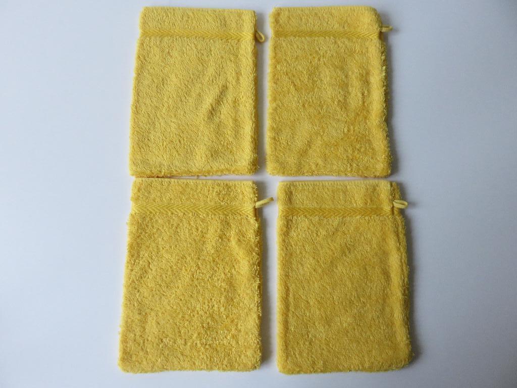 4 gele washandjes, Huis en Inrichting, Badkamer | Badtextiel en Accessoires, Ophalen of Verzenden, Zo goed als nieuw, Geel, Overige typen