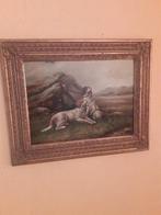 Olie schilderij met drie honden,London, Ophalen of Verzenden