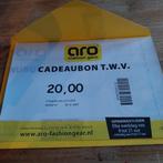 Aro Cadeaubon twv 20 euro, Eén persoon, Cadeaubon, Warenhuis- of Winkelbon