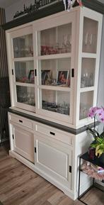 Mooie buffetkast / vitrinekast Riverwoods wit / grijs, Ophalen, Met deur(en), 150 tot 200 cm, 25 tot 50 cm
