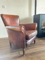 Stoere vintage schaapsleren fauteuil, Huis en Inrichting, Fauteuils, Ophalen, Gebruikt, Vintage antiek landelijk brocante Engels