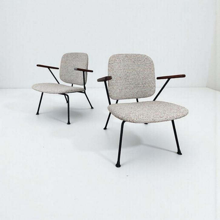 Gijs van der Sluis Fauteuils - Opnieuw Bekleed, Huis en Inrichting, Fauteuils, Zo goed als nieuw, Hout, Metaal, Stof, 50 tot 75 cm