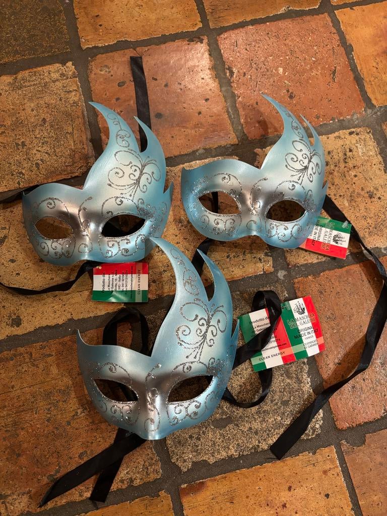 3 Maskers Ball Masqué - Nieuw met Glitter, Ophalen of Verzenden, Nieuw, Carnaval, Accessoires