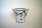 vintage bloempot brons? keramiek cachepot handgeschilderd, Gebruikt, Binnen, Ophalen of Verzenden, Overige vormen