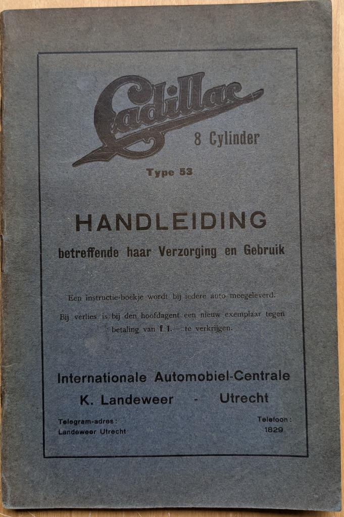 Cadillac Type 53, 8 cylinder. Handleiding, Old-timer, Boeken, Auto's | Boeken, Gelezen, Overige merken, Ophalen of Verzenden