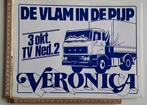 Vintage grote sticker De vlam in de pijp Veronica Daf truck, Ophalen of Verzenden, Zo goed als nieuw