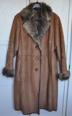 Vintage camel Faux Suede jas met Fun Fur binnenkant 44/46, Gedragen, Hucke, Ophalen of Verzenden, Bruin