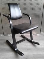 Stokke (Variér) Actulum (Zwart/Leder), Zeer Mooi!, Huis en Inrichting, Stoelen, Gebruikt, Metaal, Zwart, Ophalen of Verzenden