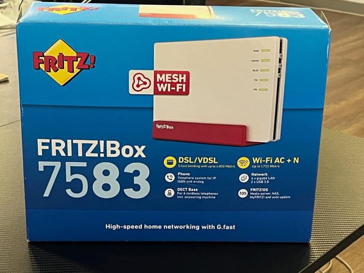 FRITZ!Box 7583 in doos, Computers en Software, Routers en Modems, Zo goed als nieuw, Router met modem, Ophalen of Verzenden