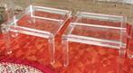 Vintage Fabian Art Italy glas glazen bijzet tafel salontafel, Ophalen, Gebruikt, 100 tot 150 cm, Vierkant