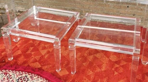 Vintage Fabian Art Italy glas glazen bijzet tafel salontafel, Huis en Inrichting, Tafels | Sidetables, Gebruikt, 50 tot 75 cm