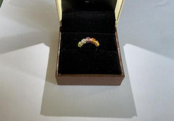 Ring goud met diamanten en multi edelstenen. beschikbaar voor biedingen