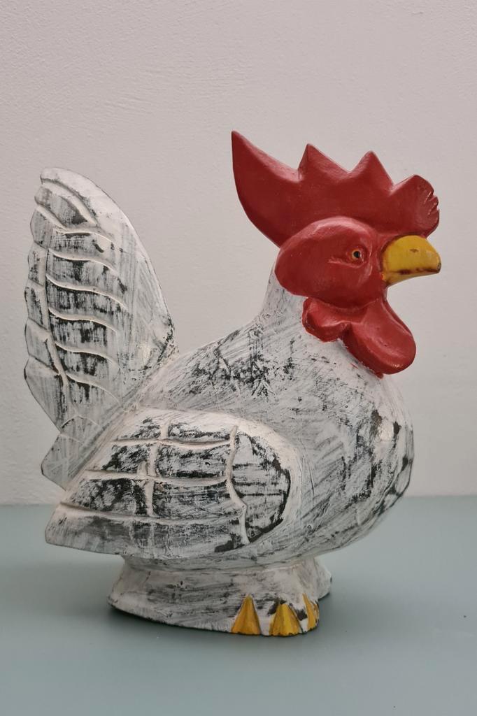 Brocante houten haantje 22 cm hoog., Antiek en Kunst, Curiosa en Brocante, Ophalen of Verzenden