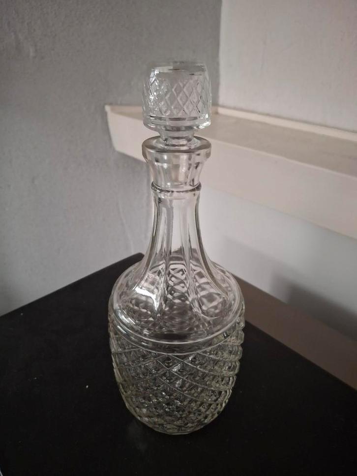 Kristallen karaf met stop - 28cm hoog, Antiek en Kunst, Antiek | Glas en Kristal, Ophalen of Verzenden