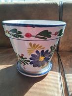 Mediterrane stijl Bloempot met onderschotel, Ophalen, Rond, Zo goed als nieuw, Minder dan 25 cm