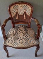 Lodewijk XV armstoel met webbing en geschoren velours, Antiek en Kunst, Ophalen