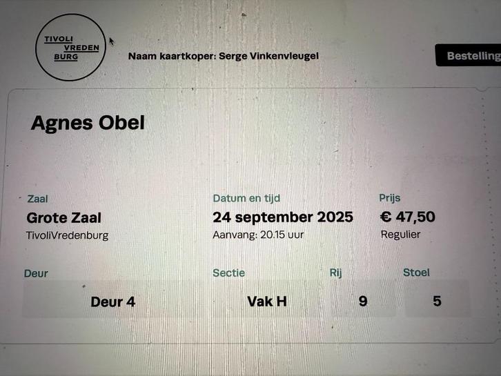 VERKOCHT Agnes Obel live concert Tivoli Vredenburg 24/9, Tickets en Kaartjes, Concerten | Pop, Eén persoon, September