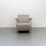 1x Leolux Scylla Fauteuil Laag Beige / Grijs - Rondjesmotief, Niet ingevuld, Leer, Niet ingevuld, 75 tot 100 cm