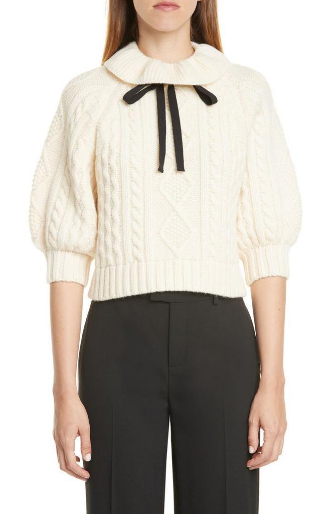 Red Valentino Zeldzame korte Kabeltrui XS Pierrotkraag strik, Kleding | Dames, Truien en Vesten, Zo goed als nieuw, Maat 34 (XS) of kleiner