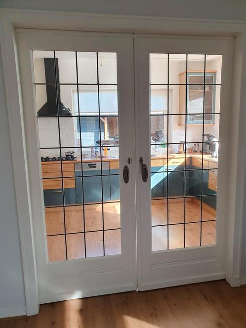 Ensuite deuren jaren 20 glas in lood, Doe-het-zelf en Verbouw, Deuren en Horren, Gebruikt, Binnendeur, 200 tot 215 cm, 80 tot 100 cm