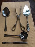 t.k.lot verzilverde brocante taartschep+tang theezeef opener, Antiek en Kunst, Curiosa en Brocante, Ophalen