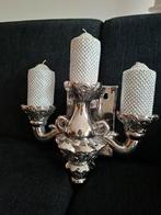 Zilverkleurige kaarsenkandelaar voor aan de wand, Ophalen of Verzenden, Gebruikt, Metaal, Minder dan 25 cm