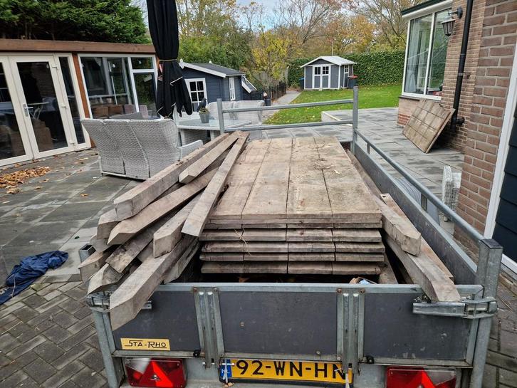 Beschoeing damwand hardhout, Doe-het-zelf en Verbouw, Hout en Planken, Gebruikt, Balk, Overige houtsoorten, 200 tot 250 cm, 50 mm of meer