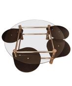 1970s Vintage uitklapbare Spage Age Salontafel, Ophalen, 50 tot 100 cm, Rond, 50 tot 100 cm