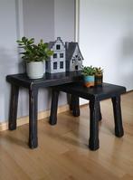 2 stoere, robuuste tafeltjes, Huis en Inrichting, Ophalen, Rond, Hout, Minder dan 55 cm