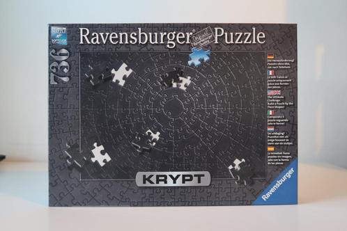 Krypt puzzel zwart 736 stukjes, Hobby en Vrije tijd, Denksport en Puzzels, Zo goed als nieuw, Legpuzzel, 500 t/m 1500 stukjes