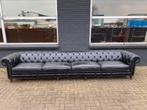 Prachtige XXXL Grote Chesterfield bank vintage zwart, Leer, Ophalen of Verzenden