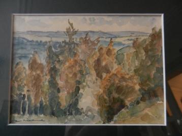 Aquarel Hoge Bomen Carl C. van Niekerk (1897-1984) 13x18 cm beschikbaar voor biedingen