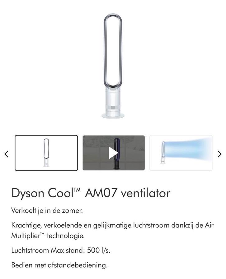 Dyson Cool AM07 Torenventilator, Witgoed en Apparatuur, Ventilatoren, Nieuw, Torenventilator, Ventilator met afstandsbediening