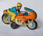 Vintage blikken motor met bewegende motorrijder jaren '60, Antiek en Kunst, Antiek | Speelgoed, Ophalen of Verzenden