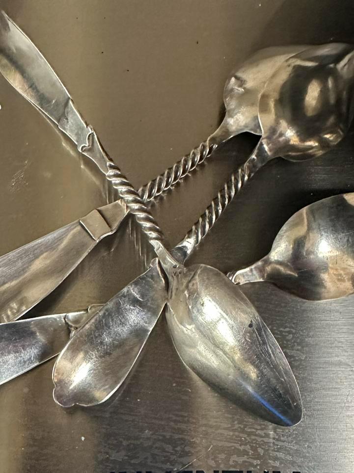 Vier antieke zilveren Biedermeier lepeltjes, Antiek en Kunst, Antiek | Goud en Zilver, Zilver, Ophalen of Verzenden