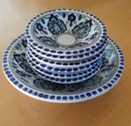 Blauw/wit aardewerk Tunesisch 6 schaaltjes + grote schaal, Ophalen, Overige stijlen, Aardewerk, Schaal of Schalen