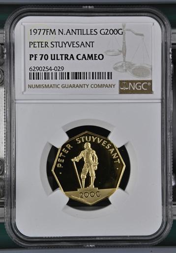 Nederlandse Antillen 200 Gulden 1977 proof goud NGC PF70UC beschikbaar voor biedingen