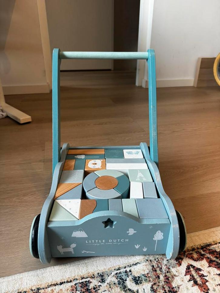 Little dutch houten blokkenkar, Kinderen en Baby's, Speelgoed | Houten speelgoed, Gebruikt, Rij- of Hobbelspeelgoed, Ophalen