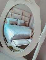 BEIGE VELVET BOXSPRING COMPLEET, Huis en Inrichting, Ophalen, Beige, Tweepersoons, Zo goed als nieuw