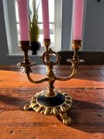 Oude messing kandelaar voor 3 lange kaarsen, Antiek en Kunst, Ophalen of Verzenden, Koper of Brons
