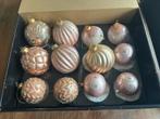 Mooie glazen kerstballen oudroze/goud, Diversen, Ophalen of Verzenden, Zo goed als nieuw