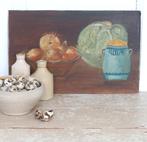 Frans stilleven “Uien, sla en grespot”, Antiek en Kunst, Curiosa en Brocante, Ophalen of Verzenden